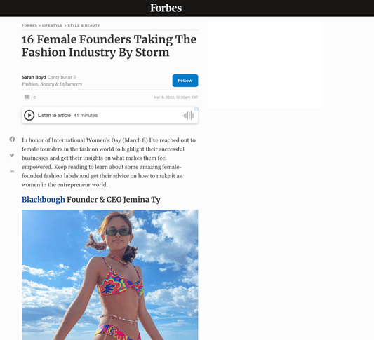 FORBES: 16 Female Founders Taking The Fashion Industry By Storm