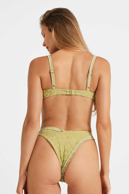 Amelia Frilled Underwire Top / Matcha Jacquard