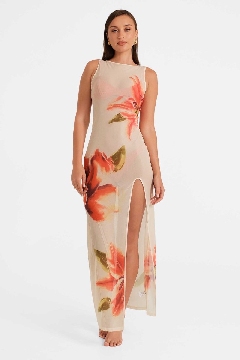 Serena Maxi Mesh Dress / Tiger Lily