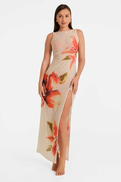 Serena Maxi Mesh Dress / Tiger Lily