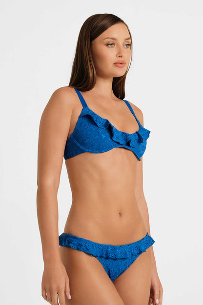 Makayla Frilled Underwire Top / Sapphire Eyelet