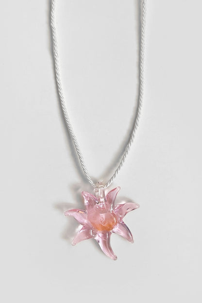 Cord Glass Necklace / Lotus FINAL SALE