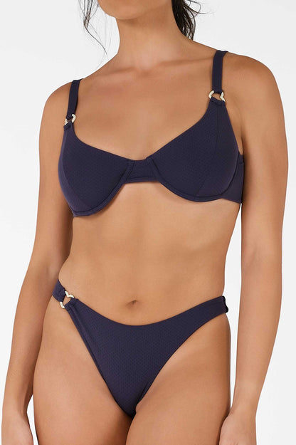 Camila Underwire Top / Navy Blue Pointelle