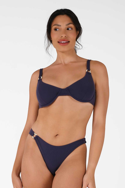 Camila Underwire Top / Navy Blue Pointelle