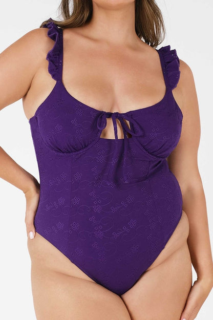 Hailey Ruffled Underwire One Piece / Dusk Eyelet