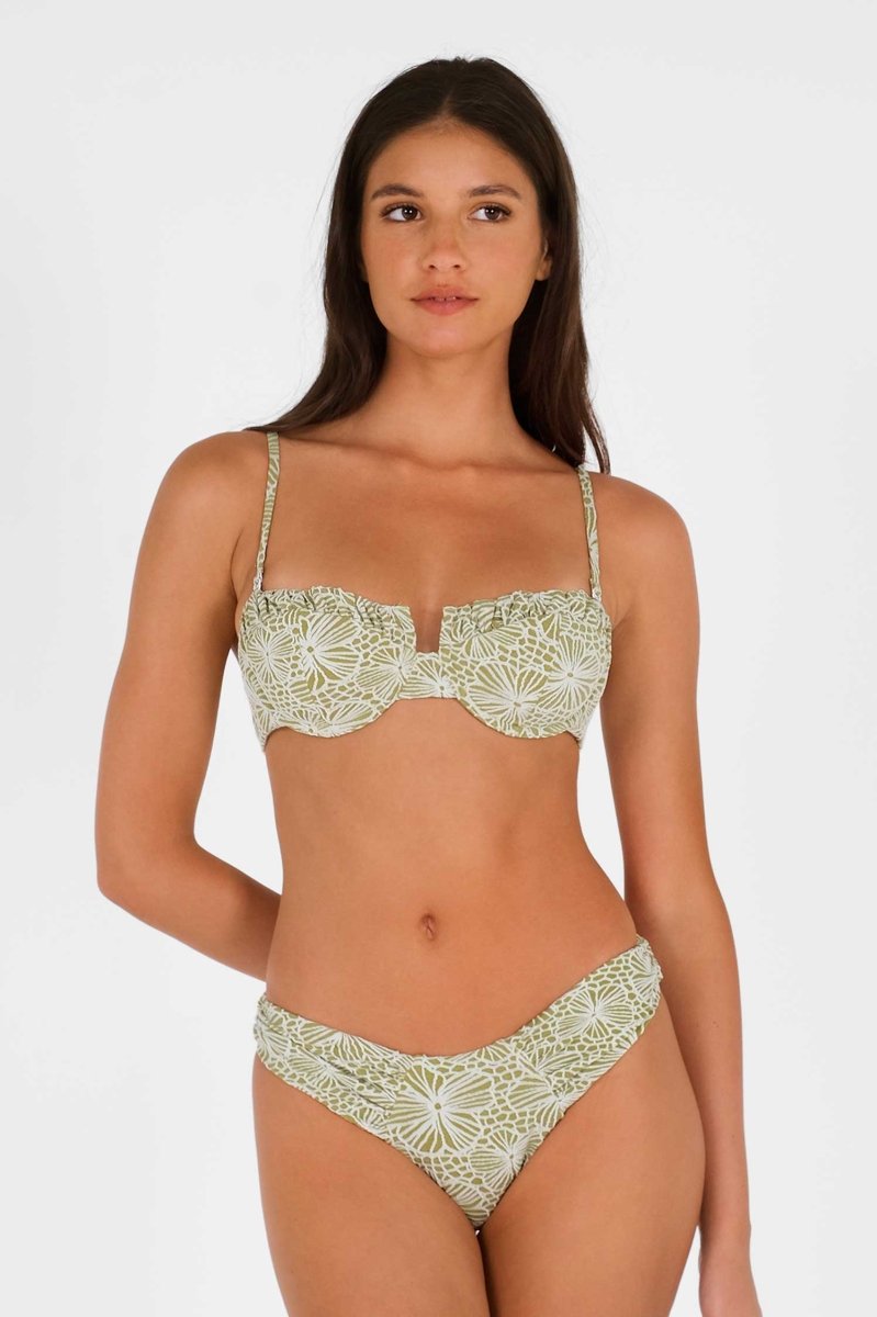 Audrey Ruched Underwire Top / Sage Jacquard