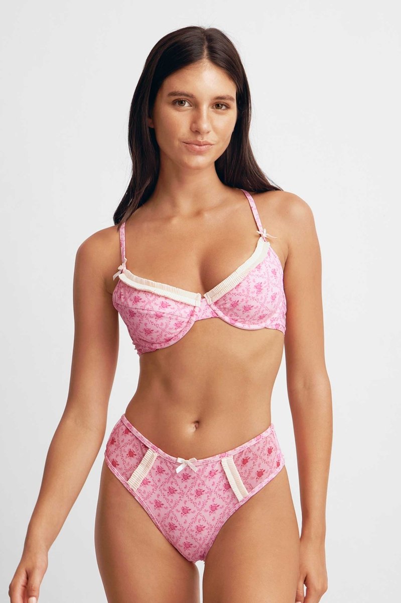 Caroline Frilled Underwire Top / Blushing FINAL SALE