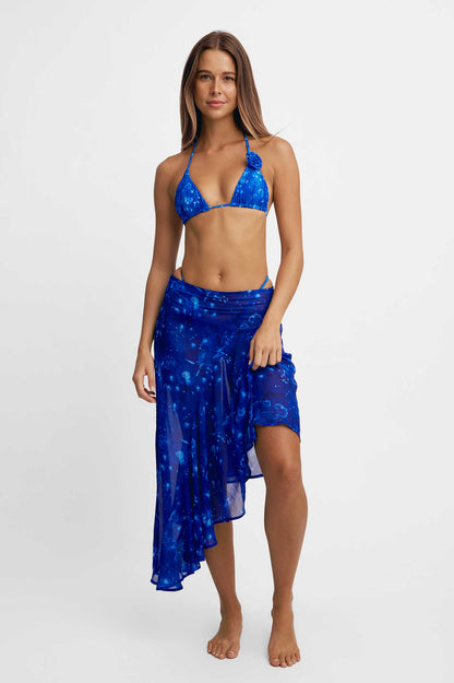 Phoebe Asymmetrical Skirt / Cyanotype