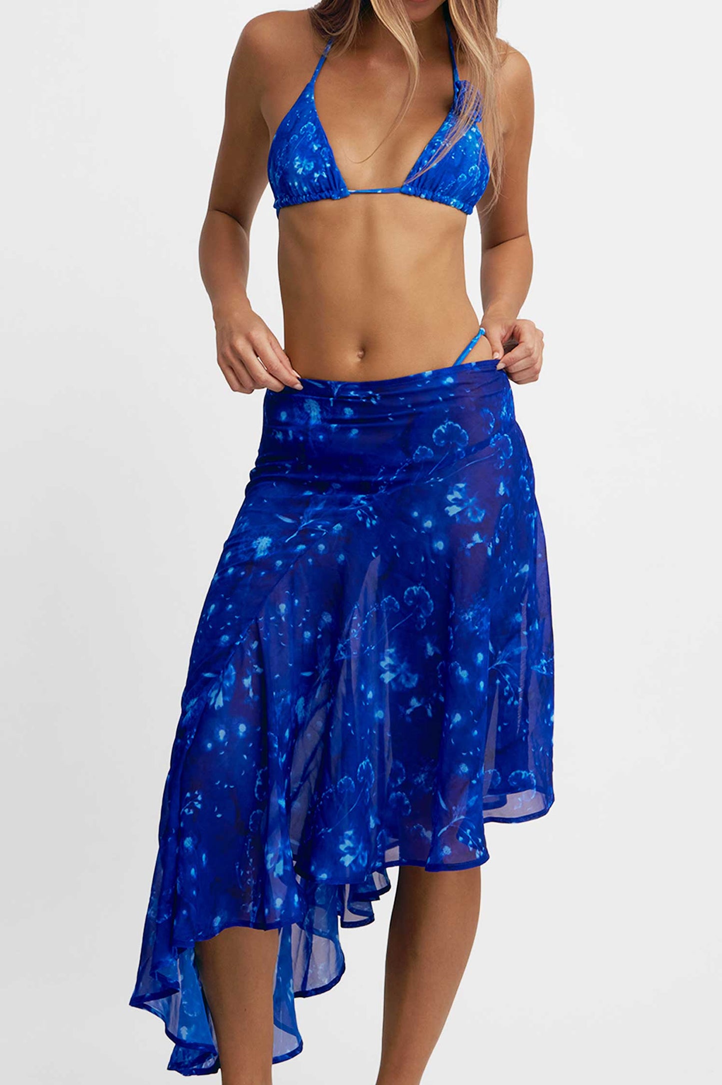 Phoebe Asymmetrical Skirt / Cyanotype