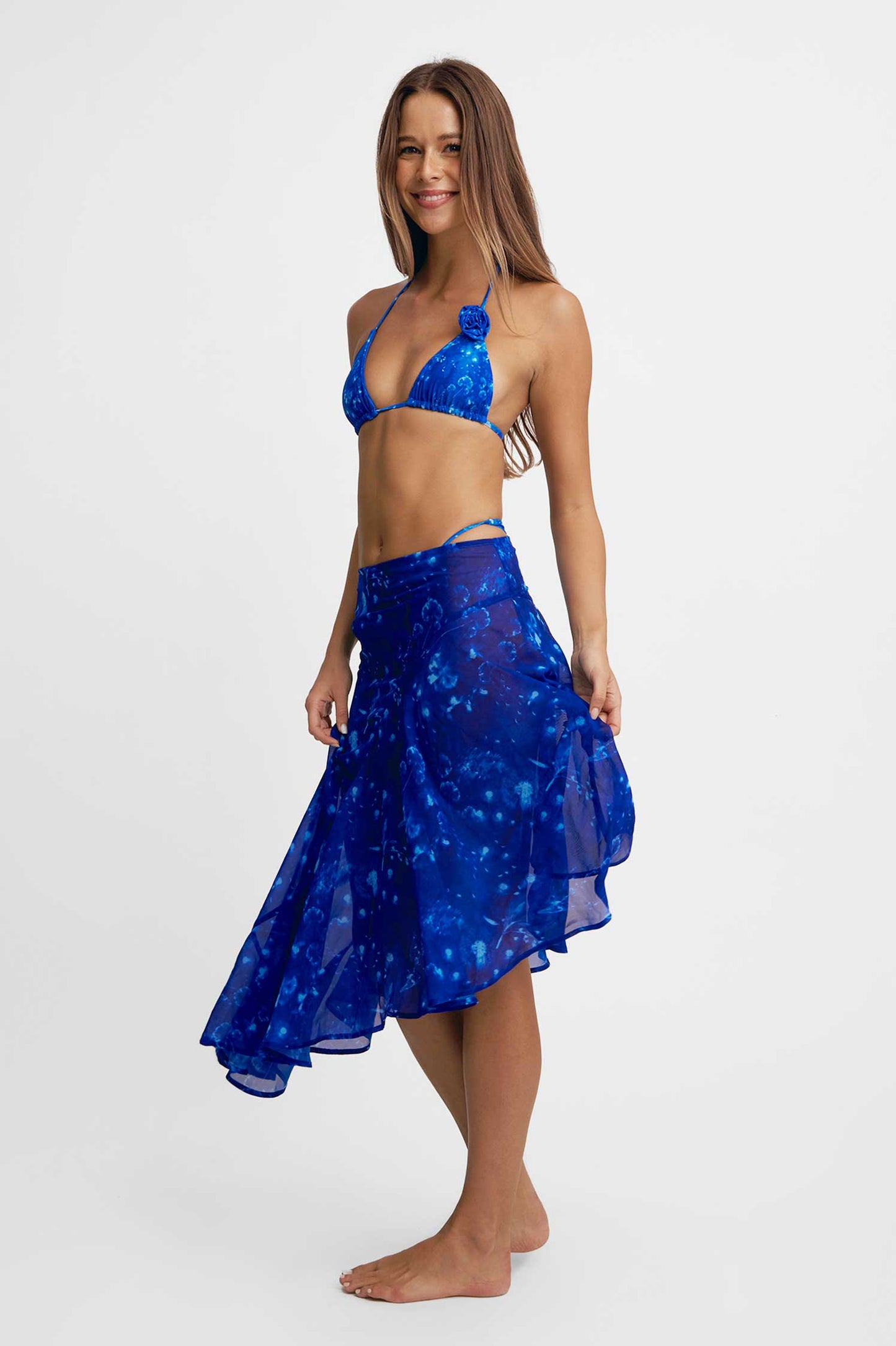 Phoebe Asymmetrical Skirt / Cyanotype