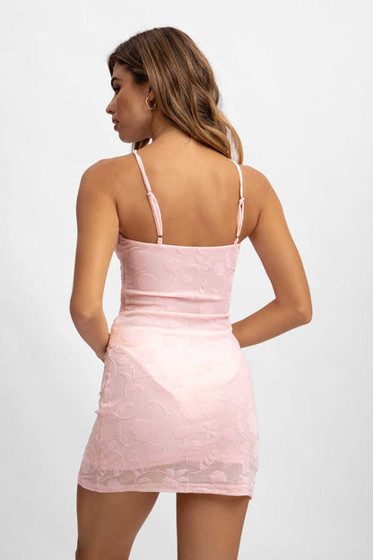 Stevie Halter Mini Dress / Peach Tulip Jacquard