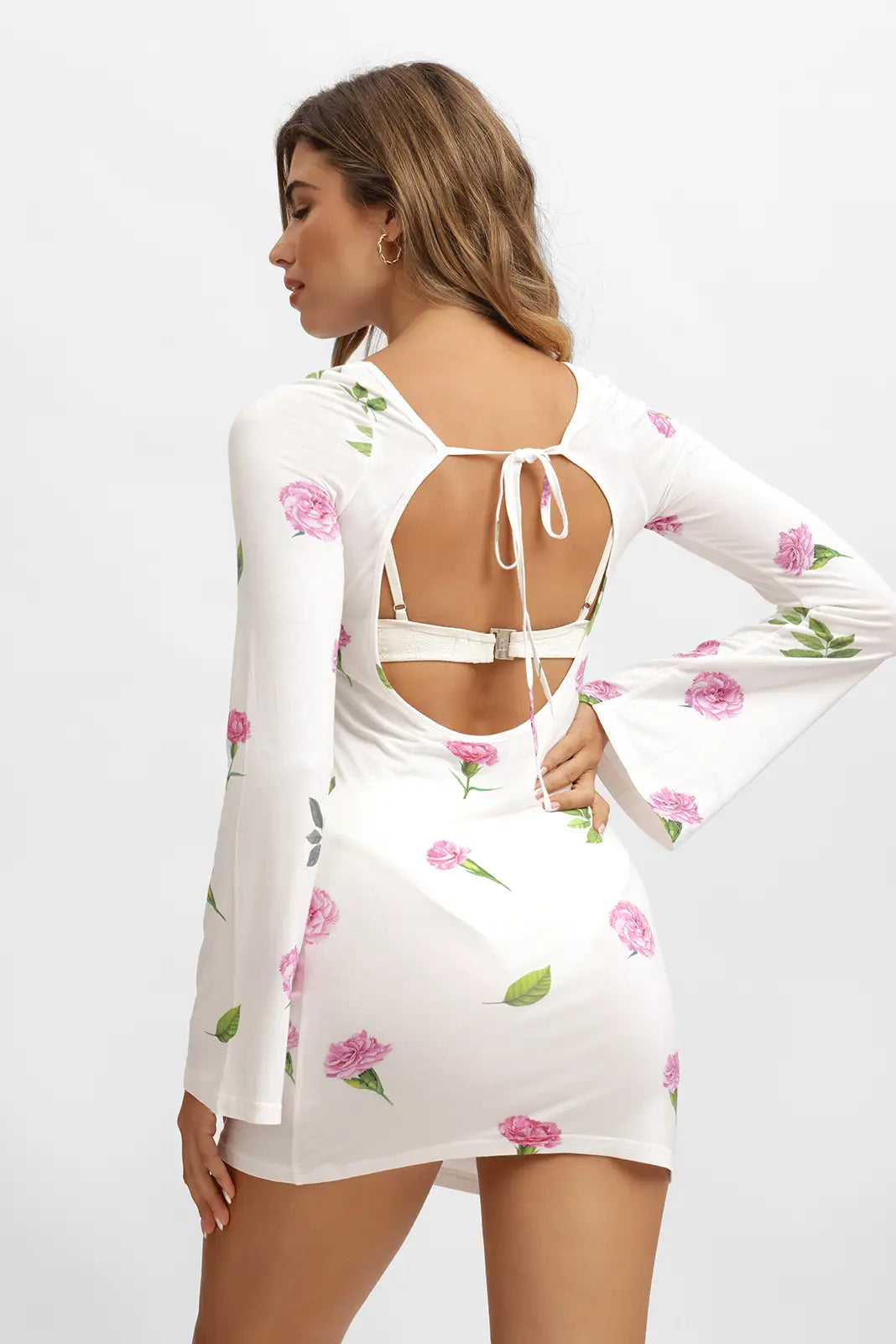 Meredith Open Back Dress / Carnation Mesh