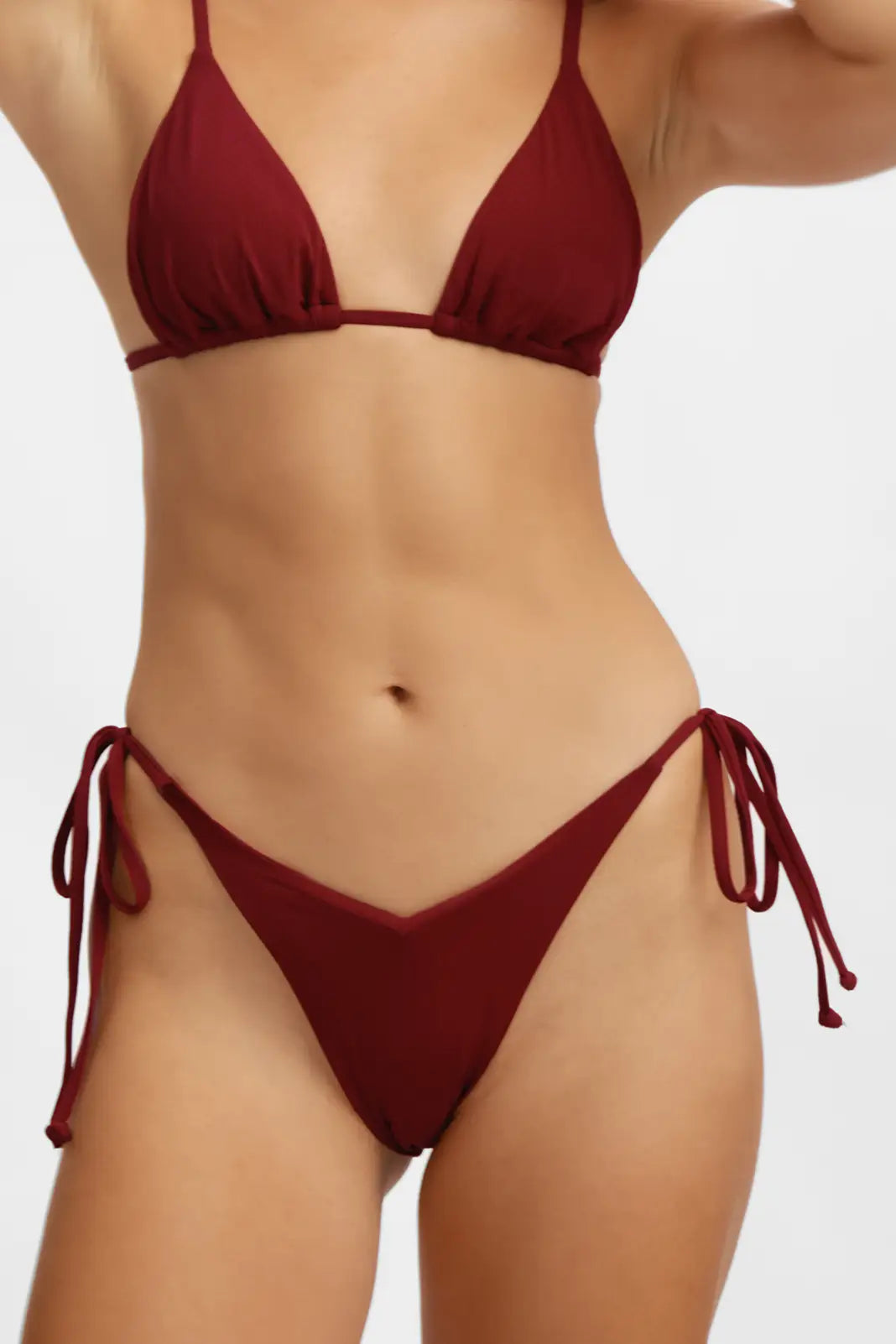 Kelly Side-Ties Cheeky Bottoms / Cherry Wine Pointelle