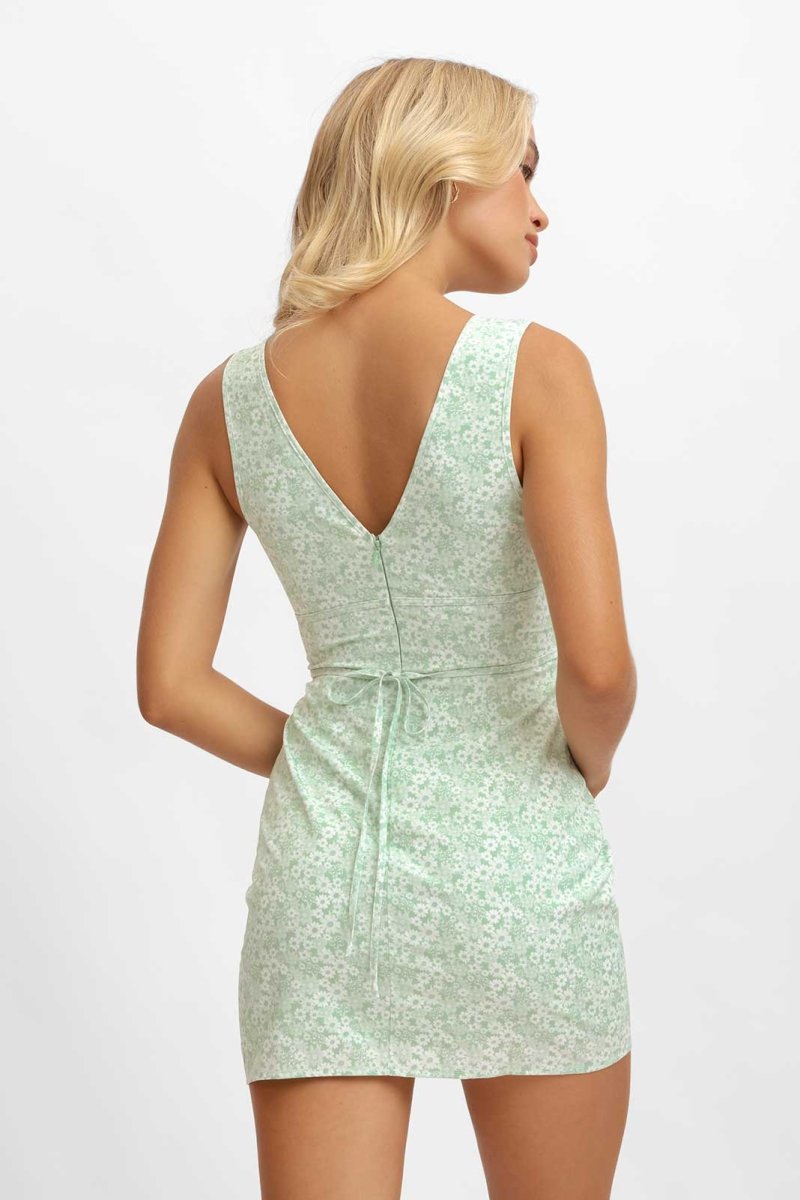 Gia Mini Dress / Green Blossom FINAL SALE