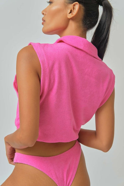 Gabrielle Crop Top / Hot Pink Terry FINAL SALE