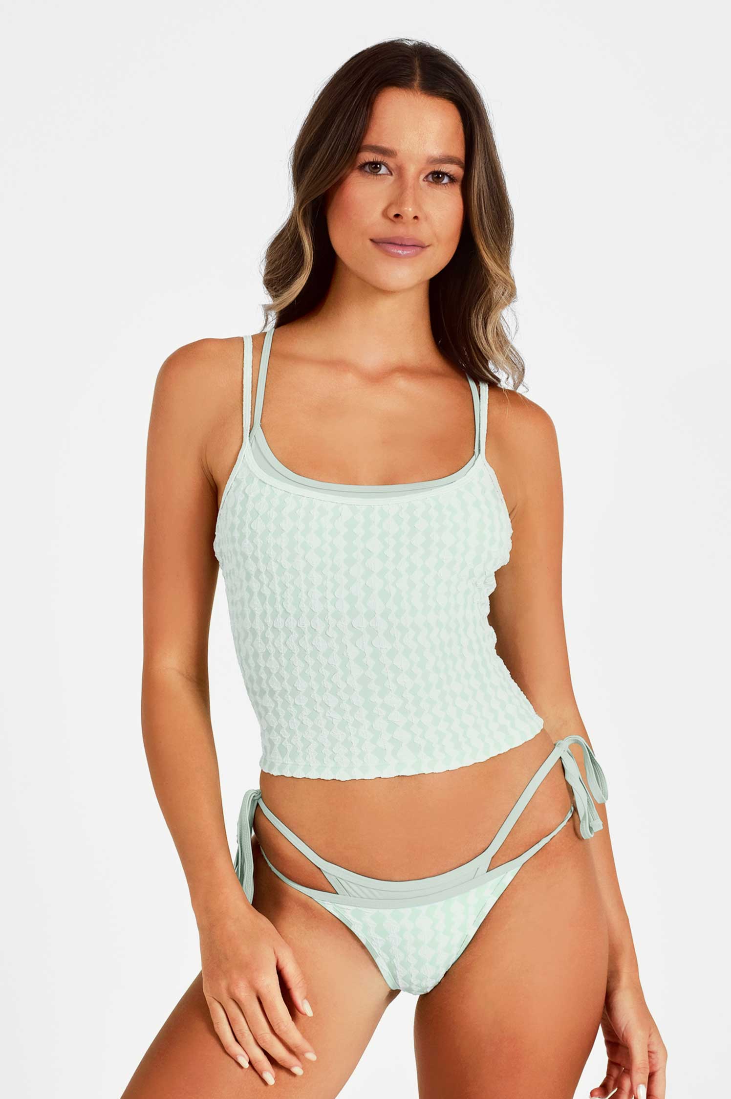 Gemini Double-Layer Tankini Top / Peppermint Jacquard