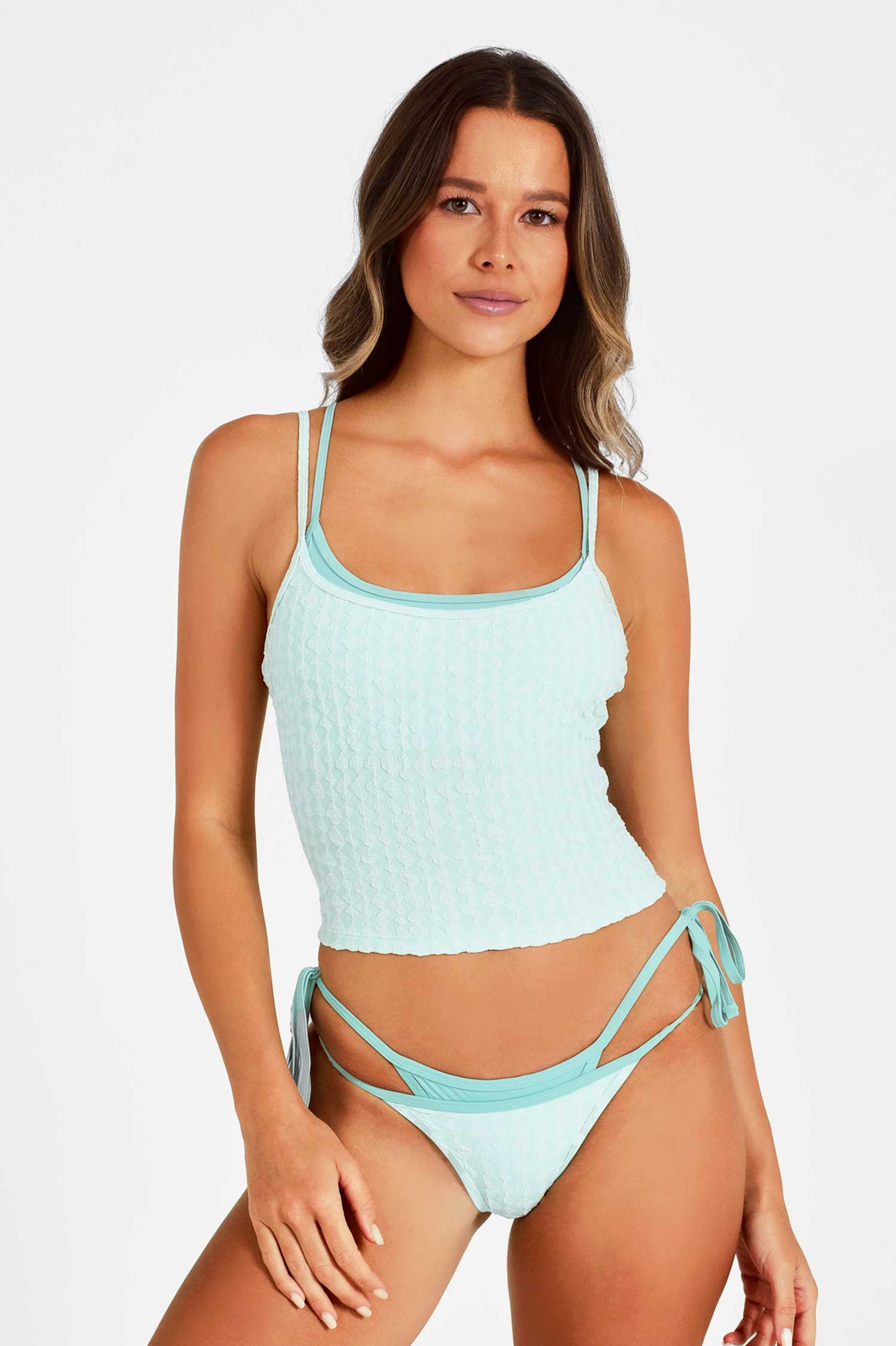 Gemini Double-Layer Tankini Top / Peppermint Jacquard