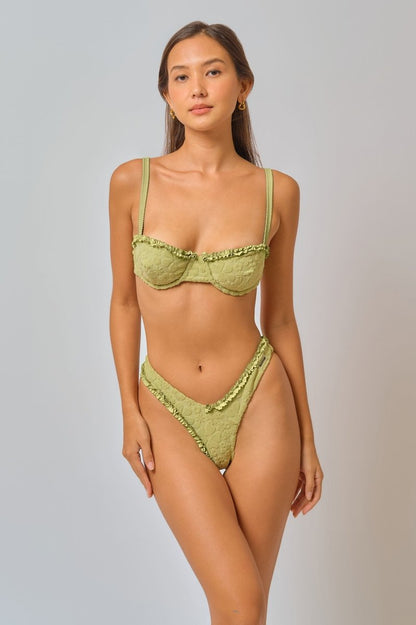 Amelia Frilled Cheeky Bottoms / Matcha Jacquard