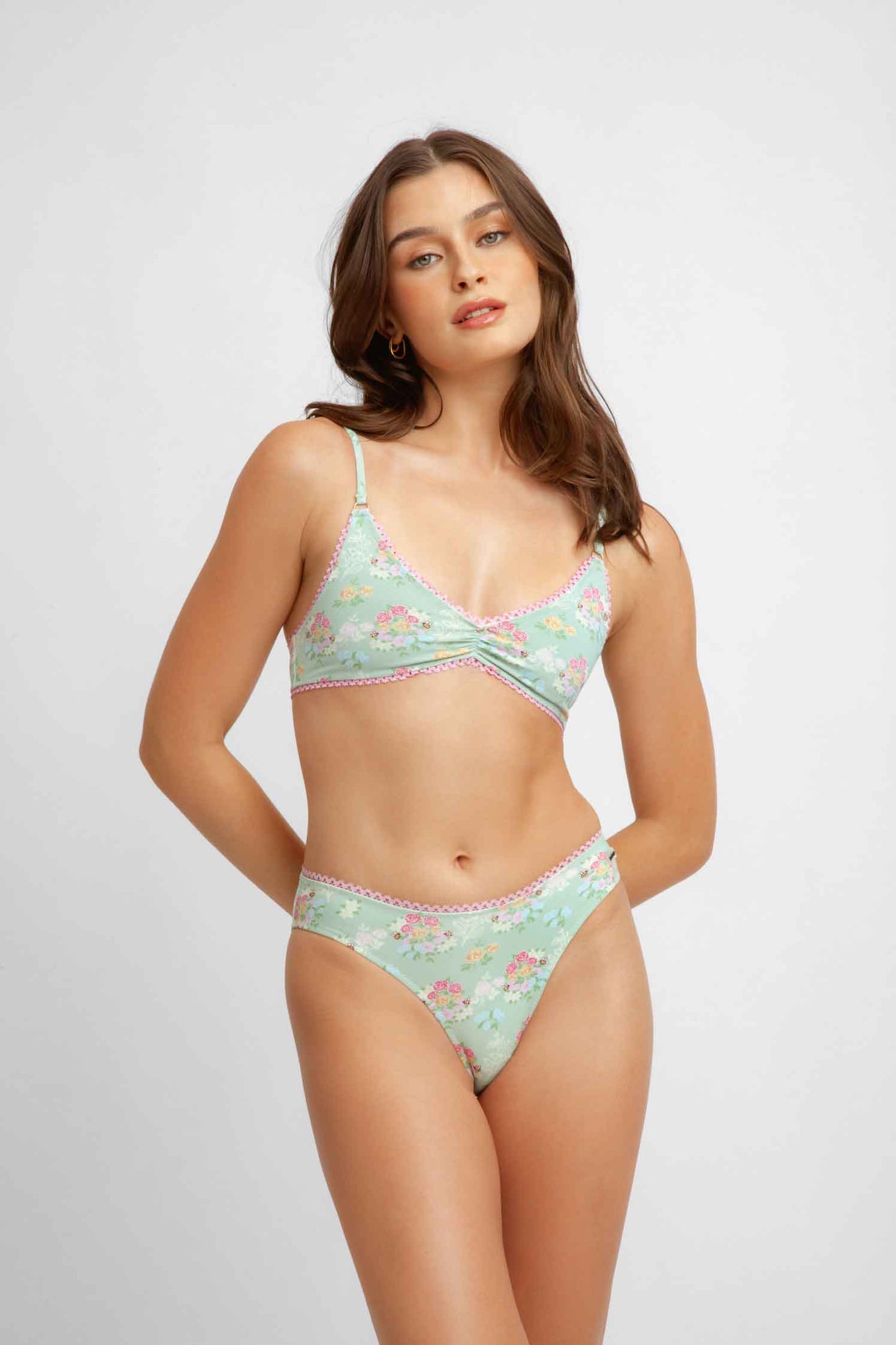 Cara Ruched Cheeky Bottoms / Peony Pointelle