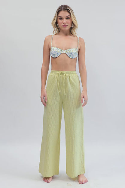 Andie Wide Leg Pants / Butter Stripe