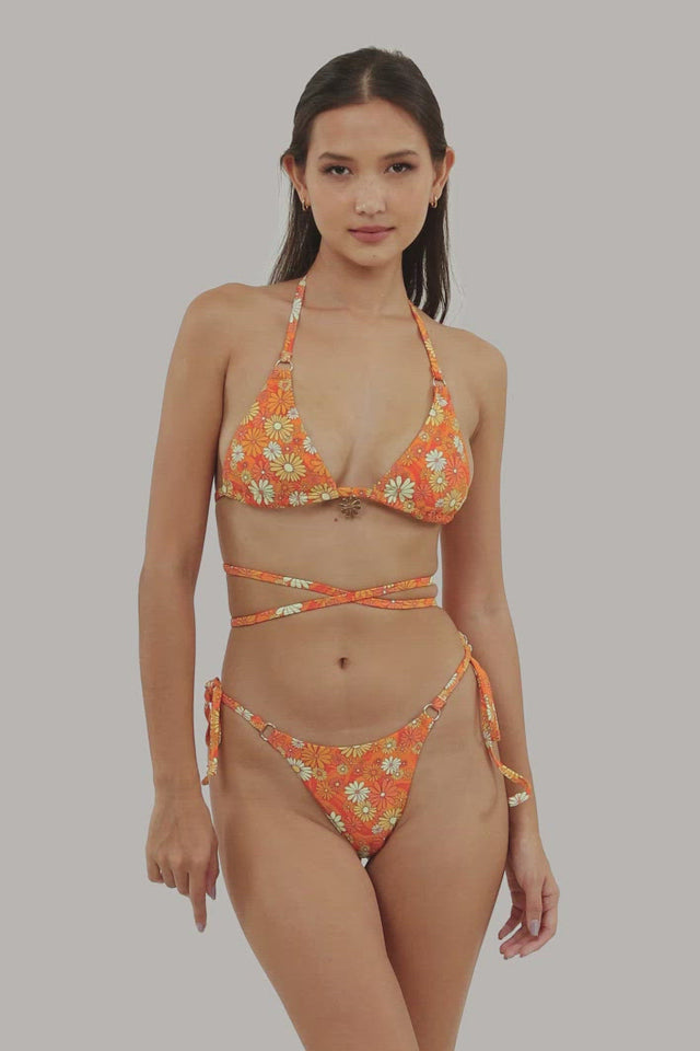 Triangle Recycled String Top and String Bikini Tie Side Bottoms | Blue -  Blue / XS- (UK 8/ US 4/ EU 36)