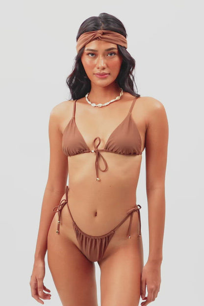 Liv Ruched String Adjustable Bottoms / Cocoa FINAL SALE