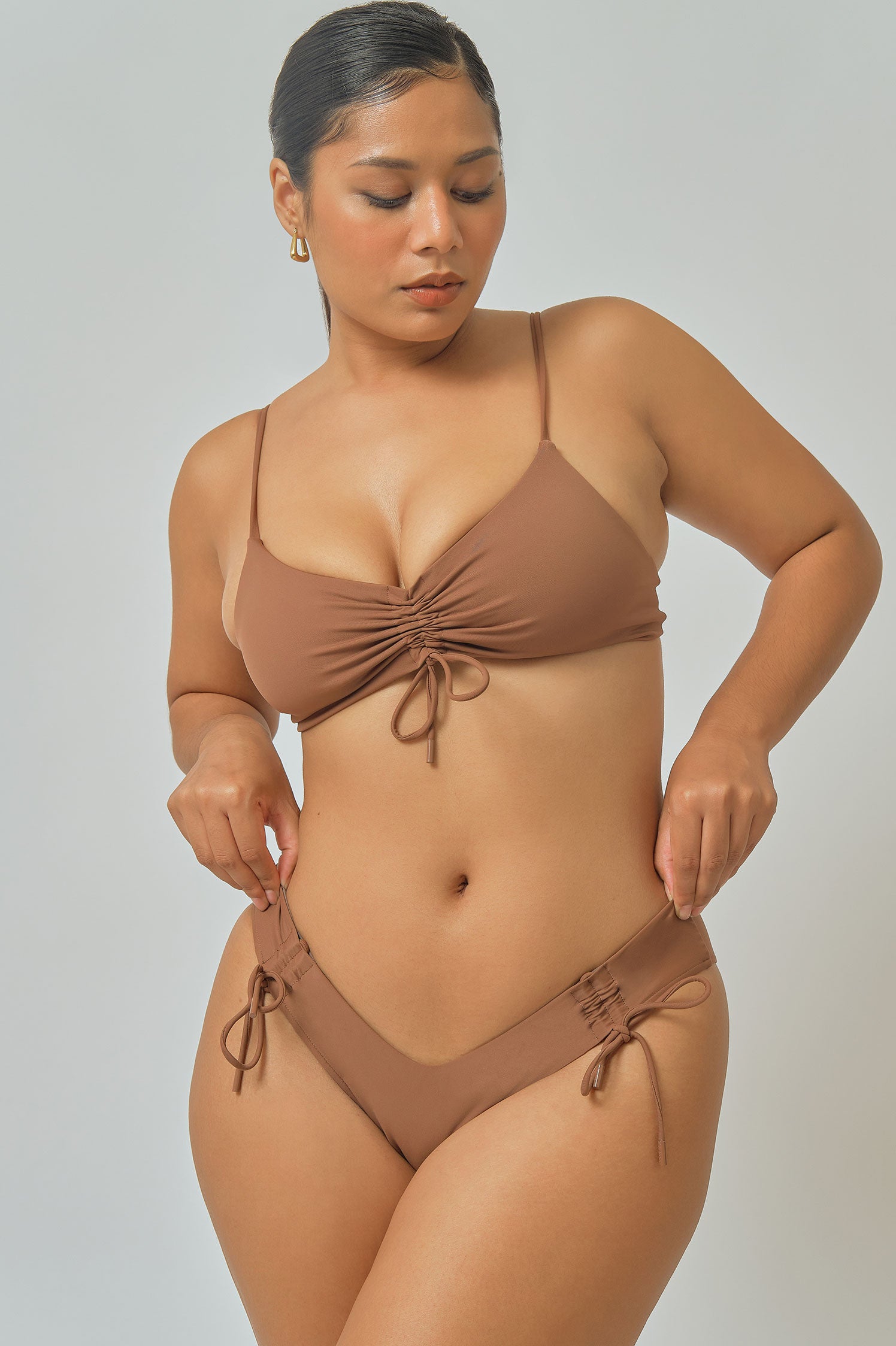 Sophia Ruched Modest Bottoms / Cocoa - Bikinis & Beachwear | Blackbough Swim