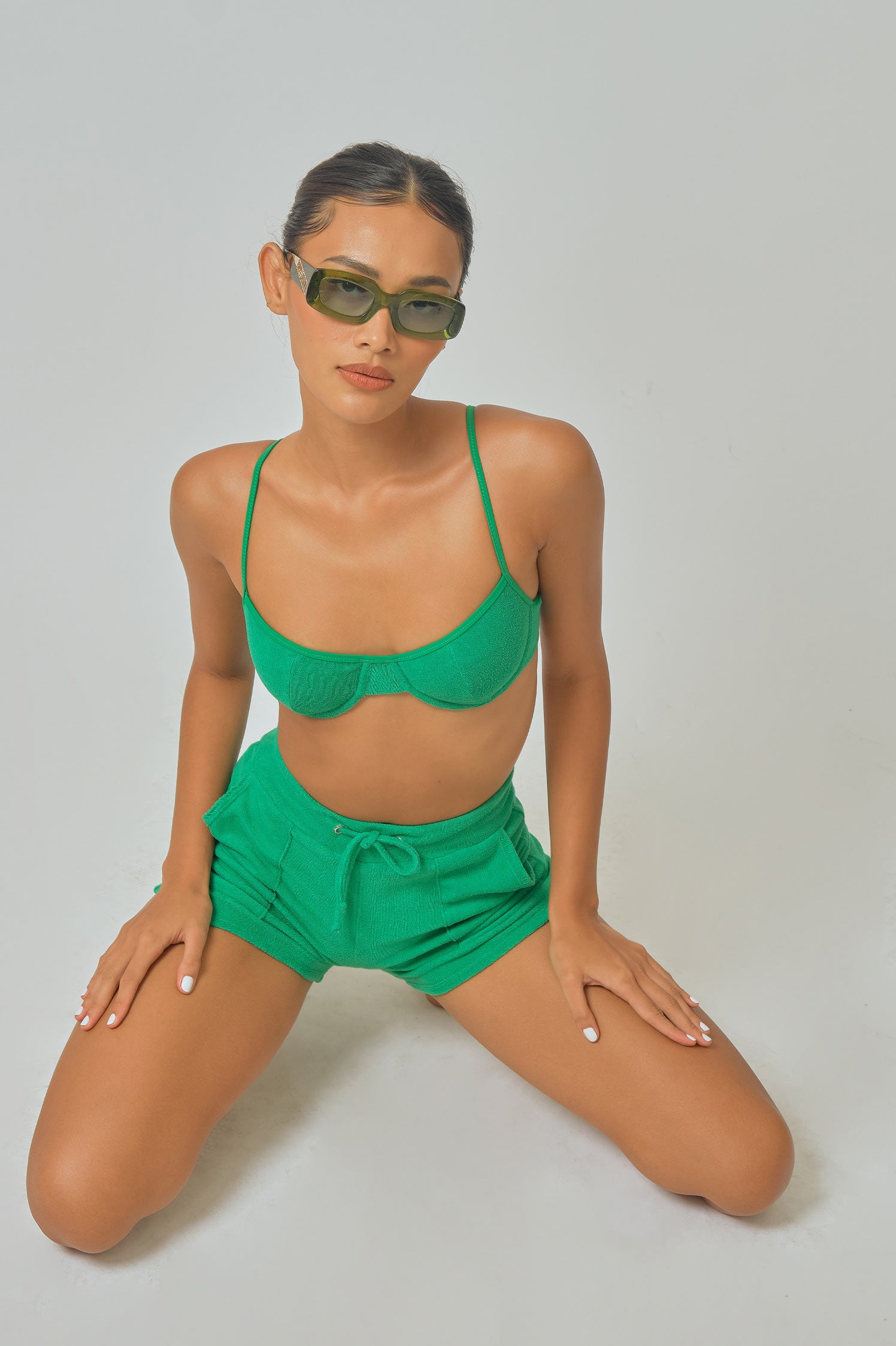 Addison Shorts / Green Terry FINAL SALE