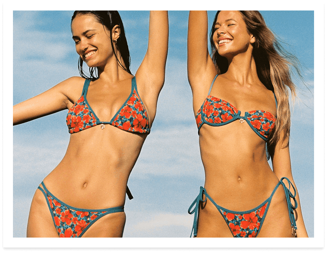 Left: Minna Top and Minna Bottoms / Paradise Blooms, Right: Simone Top and Quinn Bottoms / Paradise Blooms