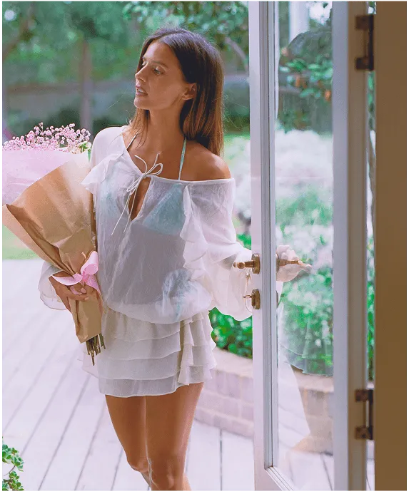 Gigi Set in Lullaby and Tisha Cover Up in Chiffon Cream